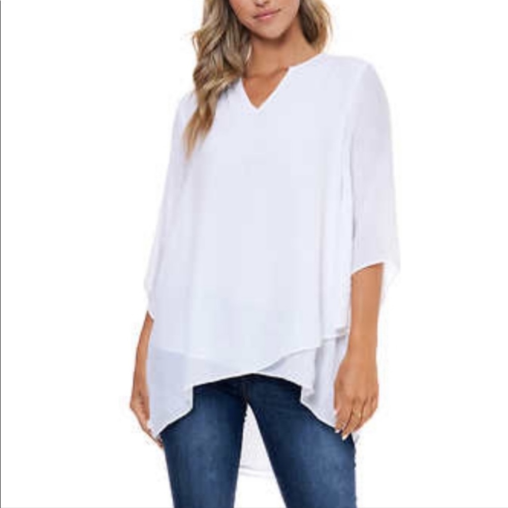 Christina B flowy layered white top size Small